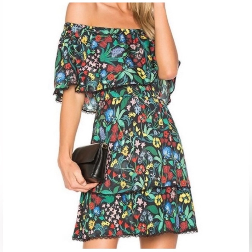 Alice + Olivia Jungle Floral Print Ruffle Dress